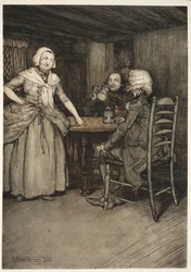 Encontró a los viejos burgueses, y aún más a sus esposas, ricos en ese amor legendario tan invaluable para la verdadera historia., de Rip Van Winkle por Washington Irving, pub. 1910
