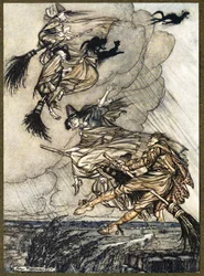 ¡Hey! ¡Arriba por la chimenea, muchacha! ¡Hey, después de ti!, de Las Leyendas de Ingoldsby, pub. 1907