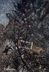 Ilustración de Arthur RACKHAM (1867-1939) para El sueño de una noche de verano de William SHAKESPEARE