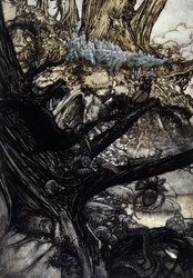 Ilustración de Arthur Rackham para El sueño de una noche de verano de William Shakespeare