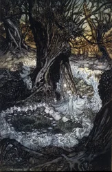 Ilustración de Arthur Rackham para El sueño de una noche de verano de William Shakespeare