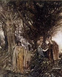 Ilustración de Arthur Rackham para El sueño de una noche de verano de William Shakespeare