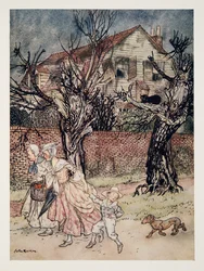 Maravillosas historias de campos encantados, arroyos encantados y casas encantadas, de La leyenda de Sleepy Hollow de Washington Irving (1783 - 1859), pub. 1928