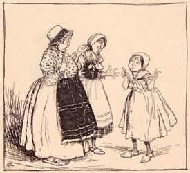 Ahora sé por qué esa cosa engreída de ahí no come. Ilustración de Arthur Rackham de los cuentos de hadas de Grimm Un ojo, dos ojos y tres ojos.