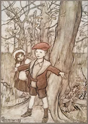 Un día fueron escuchados por un hada .. , de Peter Pan en los Jardines de Kensington por J M Barrie (1860 - 1937), pub. 1906