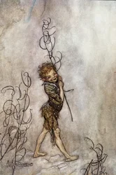 El personaje Puck de la obra teatral. Ilustración para «El sueño de una noche de verano» de William Shakespeare