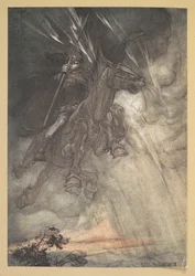 "¡Wotan cabalga furioso hacia la Roca! Como un viento de tormenta viene!"