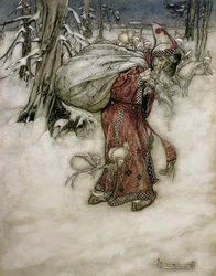 Santa Claus, Ilustración del Libro de Imágenes de Arthur Rackham, 1907, publicado en 1913