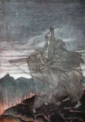 Las Nornas desaparecen. Ilustración para Siegfried y El ocaso de los dioses de Richard Wagner, 1910