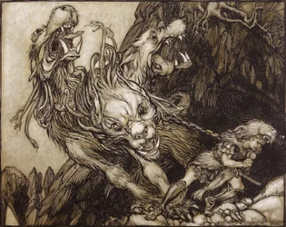 El duodécimo trabajo de Hércules, ilustración de Los Héroes Griegos de B.G. Niebuhr, 1903