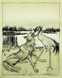 El lobo y la grulla - Fábulas de Esopo