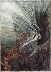 La travesura de las doncellas del Rin. Ilustración para El oro del Rin y La valquiria de Richard Wagner