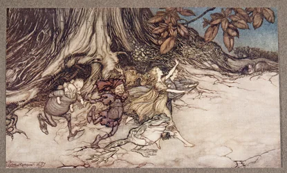 Cuando piensan que no estás mirando, se mueven bastante animados, de Peter Pan en los Jardines de Kensington de J M Barrie, pub. 1906