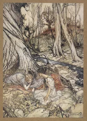 ... ...donde a menudo tú y yo solemos yacer, vaciando nuestros pechos de su dulce consejo".
Hermia y Helena. Una escena de "El sueño de una noche de verano".