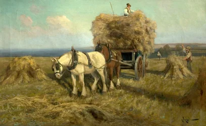 Cargando el carro de la cosecha
