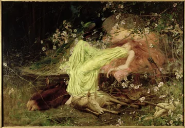 Un cuento de hadas: "Todo parecía dormir, la liebre tímida en forma" - Scott, c.1895 (óleo sobre lienzo)