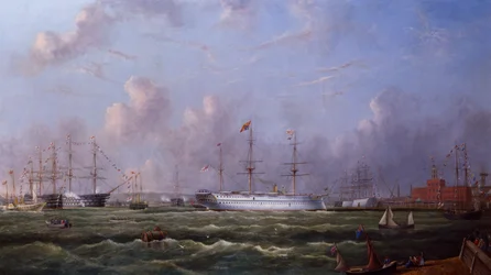 El buque de tropas indio "Serapis" llegando a Portsmouth