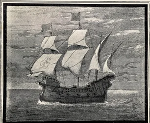 Galeón español del siglo XVI. Grabado. ESPAÑA. ARAGÓN. Zaragoza. Academia General Militar