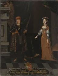 Alberto III de Sajonia, conocido como el Intrépido y Sidonie de Boheme (Zdena de Podebrady) (óleo sobre lienzo)