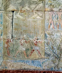 Arte egipcio: caza del hipopótamo, VI dinastía