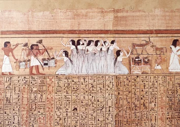 Arte Egipto: el llanto. Colegio es similar al papiro de Ani, de Tebas