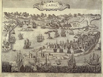 Ciudad y puerto de Cádiz. Grabado. ESPAÑA. ANDALUCÍA. Cádiz. Museo de Cádiz