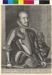 Grabado en cobre de Martin rota Emperador Rodolfo II