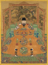 Retrato de la corte del emperador Hongzhi (r. 1488-1505) (tinta y color sobre seda)