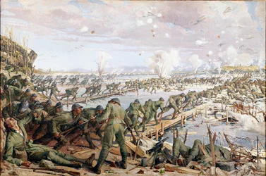 Primera Guerra Mundial: la batalla de Piave en junio de 1918 (Acuarela )