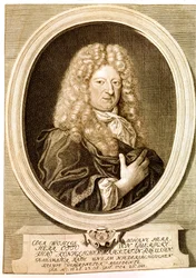 GUERICKE Otto, científico, inventor, matemático y físico alemán (grabado)