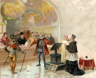 Galilei ante el Santo Oficio en el Vaticano en 1632 (impresión)