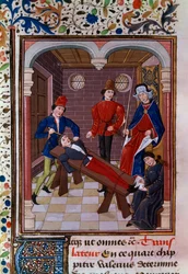 Interrogatorio y tormento. Miniatura de la Edad Media (miniatura)