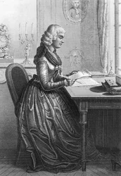 Madame Roland escribiendo una carta a Luis XVI (grabado)