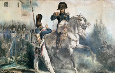 Napoleón I Bonaparte: "Después de usted, Sire" (grabado en color)