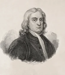 Newton, Sir Isaac (1642-1727). Matemático, físico y astrónomo inglés; GUADAGNINI, Gaetano (1800-1860). Grabador italiano. Retrato de Isaac Newton, obra de Gaetano Guadagnini. Grabado. ITALIA. LOMBARDÍA. Milán. Civica Raccolta delle Stampe "Achi