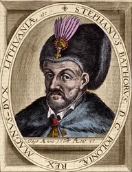 Retrato de Esteban Bathory, rey de Polonia, príncipe de Transilvania (1532-1586) - Esteban I Bathory (1533-1586). Rey de Polonia (1575-1586). Grabado.