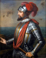 Retrato de Vasco Núñez de Balboa, conquistador español (1475-1517) - Vasco Núñez de Balboa (óleo sobre lienzo)