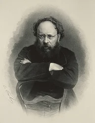 Proudhon, Pierre-Joseph (1809-1865). Teórico y economista socialista francés. Litografía