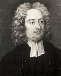 SWIFT, Jonathan (1667-1745). Clérigo y escritor satírico irlandés. Retrato como deán de la catedral de San Patricio de Dublín según pintura de Charles Jervas (1675-1739). Grabado. Colección particular
