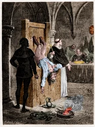 Escena de la Inquisición con torturas .