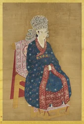 Retrato sentado de la emperatriz Xiang de la dinastía Song (tinta y color sobre seda; pergamino colgante)
