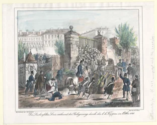 La línea de Lerchenfelder durante el asedio de las tropas del k. k. en octubre de 1848