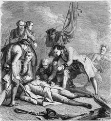 La muerte de James Wolfe en las Llanuras de Abraham, Quebec
