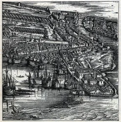 El puerto de Venecia en el siglo XVI (grabado)