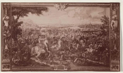 El relieve de Viena en el tapiz Gobelin de 1683 en la "Ritterstube" del palacio vienés de Hofburg