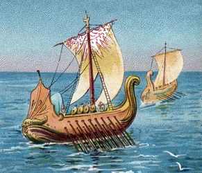 Trireme Antiguas embarcaciones griegas - Antigua Grecia: Trireme griega, antigua galera de combate.