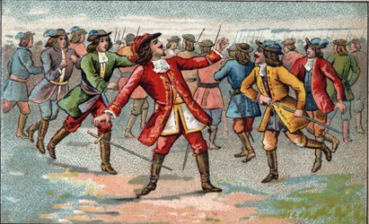 Guerra de los 30 años: Batalla de Lutzen y muerte de Gustavo II Adolfo de Suecia conocido como el Grande o el León del Norte (cromo)