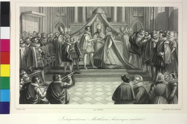 Boda del rey Mateo I con la archiduquesa Ana por el cardenal Francisco de Dietrichstein el 4 de diciembre de 1611