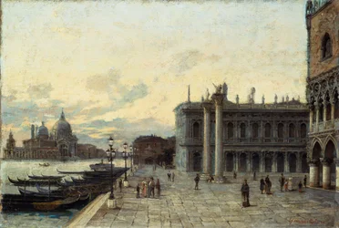 Plaza de San Marcos en Venecia, de Arturo Ferrari (1861-1932), óleo sobre lienzo, 32,5x48 cm