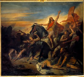 La batalla de Tolbiac, victoria de Clovis (466-511) sobre los alamanes (496)